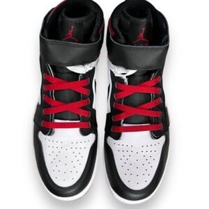 Nike Black and White High-Top Sneakers with Red Accents